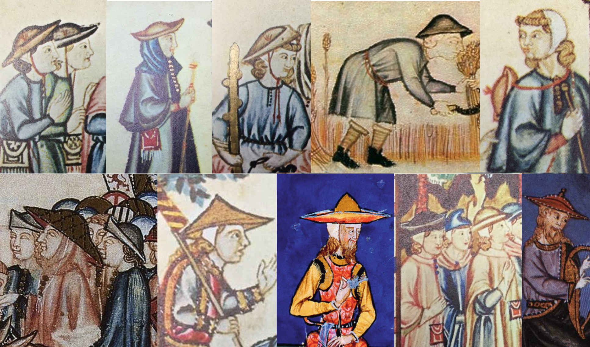 Sombreros, collage, 1283-4 AD, Spain, CSM, LJ