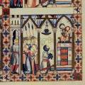 Cantigas de Santa Maria 207. Detail na drátěné rukavice, součást drátěné...