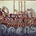 Cantigas de Santa Maria 35. Piráti pronásledují loď kleriků z Lyonu na
cestě do Anglie. Poté, co děkan Bernaldo vztyčil na svou obranu svatou
relikvii a prosil o ochranu svatou Pannu Marii, se pirátské lodi srazily a na
pirátského admirála spadl stěžeň jeho lodi tak, že mu vypadly oči z...